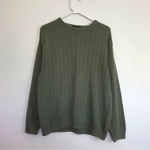 Geoffrey Beene Womens Large Sage Green Sweater Crew Neck Long Sleeve Textured